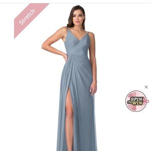 Azazie Evalin bridesmaid dress in dusty blue A8